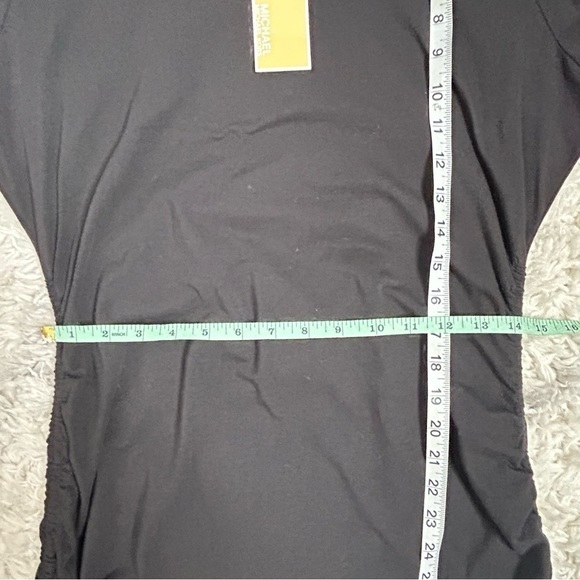 NWT Michael Michael Kors Black Long Sleeve Jersey Knit Ruched Mini Dress - Picture 14 of 14